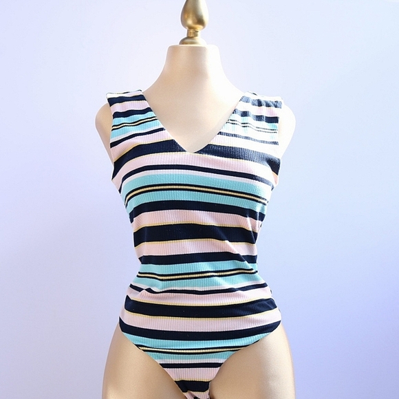 AFRM Retro Bodysuit, Stripes, Medium - Picture 2 of 6